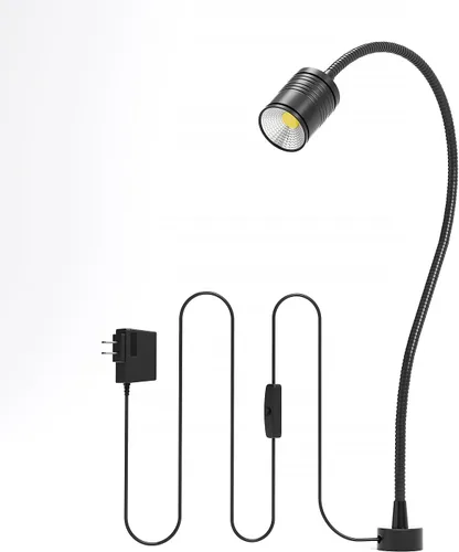 Luz de trabajo magnética LED de 15.748 in Lámpara de cuello de cisne flexible 500 lúmenes 120 voltios para máquina de coser, torno de fresado,
