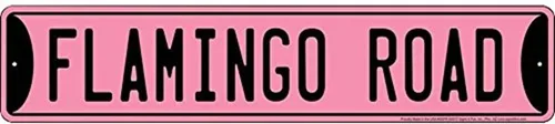 Signs 4 Fun Letrero decorativo de calle | Flamingo Road | 24 x 5 pulgadas | Letrero de aluminio en relieve | Fabricado en los Estados Unidos | SSFR