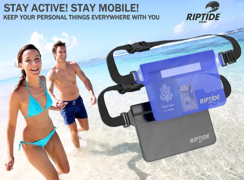 Miniatura 4 de Riptide Riñonera impermeable (paquete de 2) para hombres y mujeres, bolsa seca resistente al agua con correa ajustable para la cintura, protege