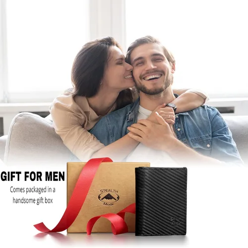 Miniatura 29 de Stealth Mode Cartera de cuero triple RFID para hombres con soporte de identificación abatible (negro)