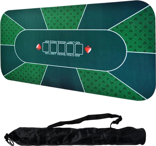 Tapete de póquer Texas Hold'Em de 71 x 36 pulgadas, portátil, de goma, impermeable, reducción de ruido, adecuado para cualquier juego de mesa, bolsa
