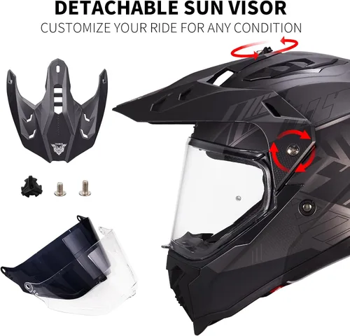 Miniatura 8 de VCOROS Adventure - Casco de motocicleta todoterreno VS-908 para ATV, bicicleta de tierra y motocross, de cara completa para adultos, aprobado por DOT