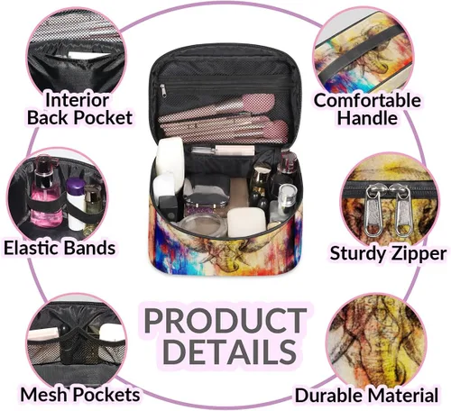 Miniatura 5 de Bolsa de maquillaje grande de elefante para mujer, bolsa de cosméticos de viaje, bolsa de maquillaje portátil para botellas, pinceles, lápiz labial