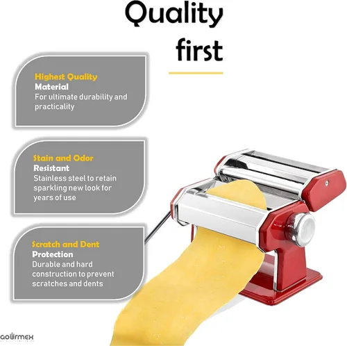 Miniatura 3 de Máquina manual de acero inoxidable para hacer pasta, con ajustes de grosor ajustables, perfecta para espaguetis y fettuccini caseros profesionales