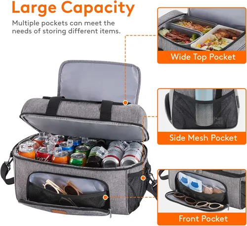 Miniatura 3 de Lifewit - Bolsa térmica aislada, hielera grande impermeable para 32/48 latas, bolsa de hielo portátil ligera de doble capa con lados suaves