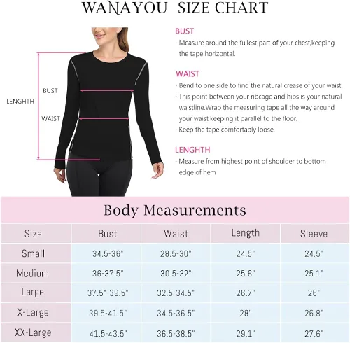 Miniatura 4 de WANAYOU Women's 2-3 Pack Compression Shirt Dry Fit Long Sleeve Running Athletic T-Shirt Workout Tops