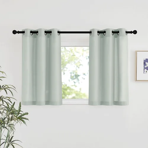 Miniatura 215 de NICETOWN Cortinas de lino natural con textura de lino para dormitorio, mezcla de lino rústica con ojales en la parte superior, semitransparentes