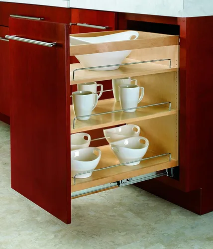 Miniatura 5 de Rev-A-Shelf Organizador de almacenamiento de gabinete de cocina extraíble de 14 pulgadas con rieles deslizantes, estante de especias de despensa
