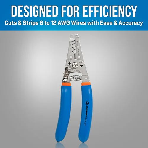 Miniatura 2 de Jonard Tools WSS-612 - Pelacables de acero inoxidable con curva, 6-12 AWG, acero inoxidable 50 HRC, mango ergonómico, corte de tornillos y bucle