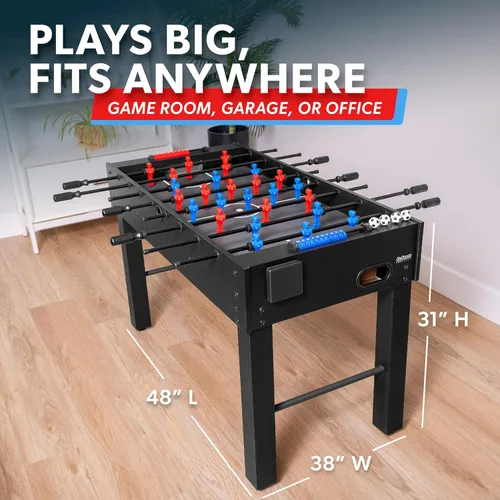 Miniatura 6 de GoSports Mesa de futbolín de 48 pulgadas para el hogar, la oficina o la sala de juegos, elige el color Negro