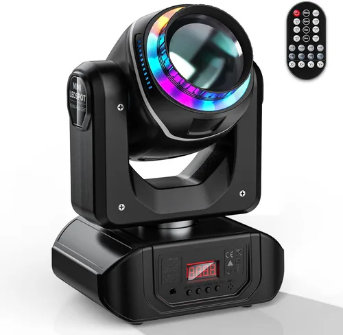 U`King Foco LED de 108W con cabezal móvil y prisma giratorio de 18 facetas, luces de escenario para DJ con 10 gobos y haz de luz de 8 colores,