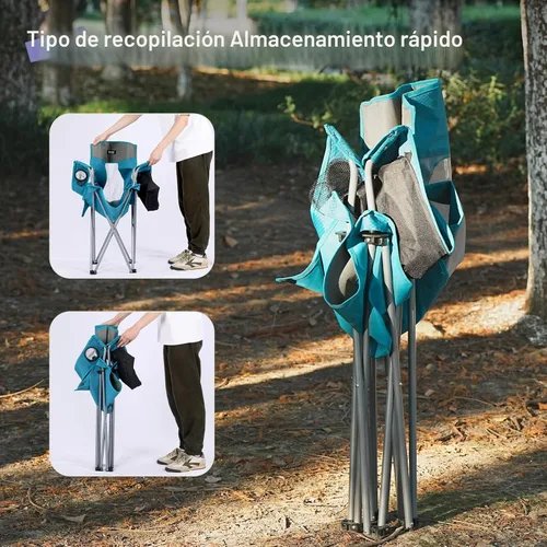 Miniatura 7 de Silla plegable de camping al aire libre, portátil, liviana, sillas plegables para campamento para adultos al aire libre con portavasos, bolsa Azul