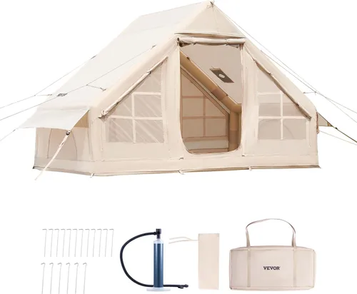 Miniatura 9 de VEVOR Tienda de campaña inflable para camping, tienda inflable de fácil instalación con bomba de mano, tienda de campaña Glamping para 4 estaciones