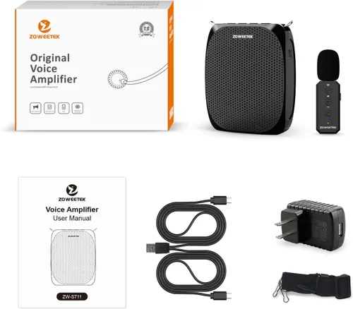 Miniatura 7 de ZOWEETEK Amplificador de voz con micrófono inalámbrico Lavalier para profesores, micrófono de profesor con altavoces, sistema de micrófono