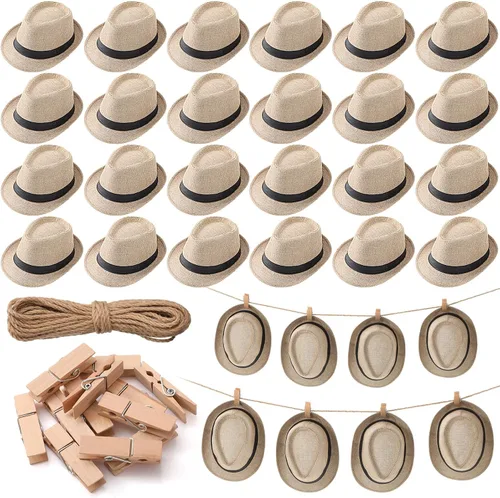 Miniatura 7 de Skicuff - Paquete de 16 sombreros cubanos a granel, sombreros de Fedora, banderines de noche de La Habana, decoración de fiesta de cumpleaños