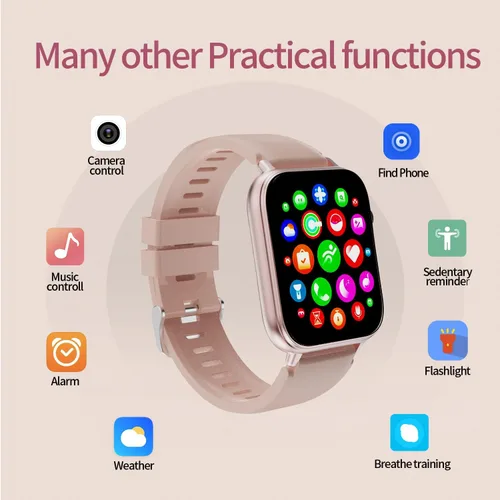 Miniatura 7 de Reloj inteligente para mujer, pantalla táctil HD de 1.85" con función de mensaje y llamada, más de 100 modos deportivos, rastreador de fitness IP68