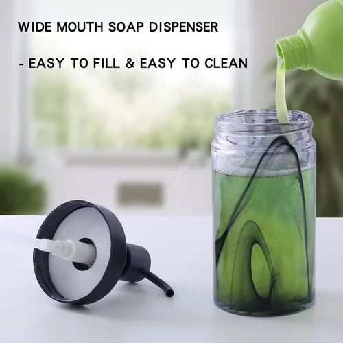 Miniatura 4 de Dispensador de jabón, dispensador de jabón de manos de vidrio abierto de 12.5 onzas, dispensador de jabón de manos para baño y cocina, dispensador