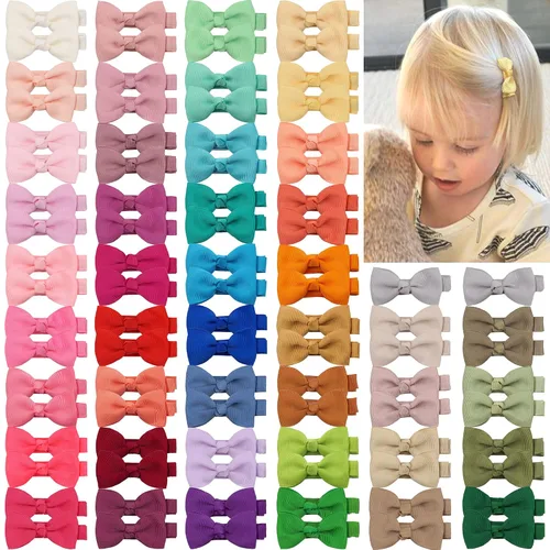 Miniatura 14 de CÉLLOT Pinzas para el pelo para bebés y niñas, 25 unidades, totalmente forradas, lazos para el pelo de 2 pulgadas, pinzas de cocodrilo para bebés