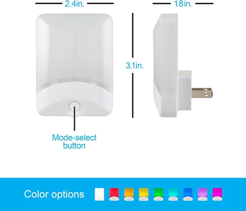 Miniatura 8 de GE 34693 - Luz de noche LED cambiante, modos de color blanco y vibrante, para enchufe, sensor de atardecer y amanecer, eficiencia energética
