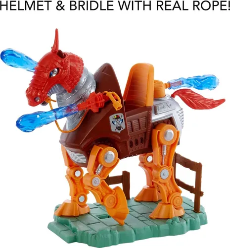 Miniatura 5 de Masters of the Universe Origins Stridor Figura de acción, caballo robot de 7 pulgadas de alto con lanzador de proyectiles, 3 ráfagas de plasma