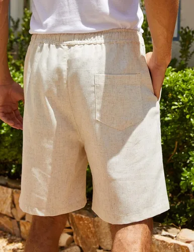 Miniatura 4 de COOFANDY - Pantalones cortos de lino para hombre, informales, de playa, veraniegos, con cordón y cintura elástica