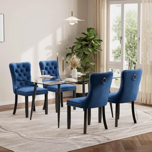 Miniatura 134 de Baysitone Juego de mesa de comedor de vidrio de 51 pulgadas para 4, juego de 5 piezas moderno de comedor, mesa de cocina rectangular de vidrio con 4