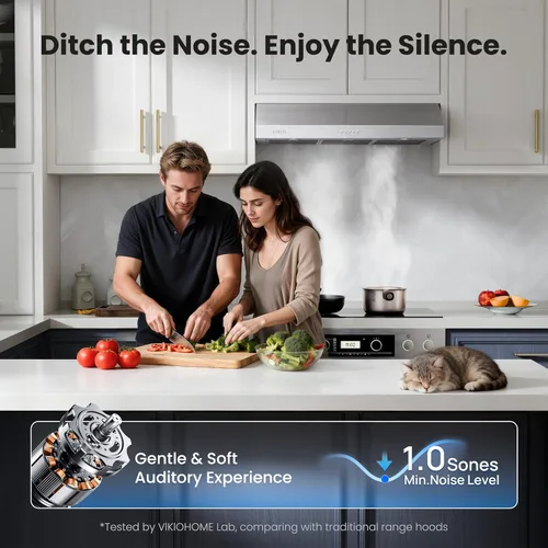 Miniatura 2 de VIKIO HOME Campana Extractora Bajo Gabinete de 30 Pulgadas, 1200 CFM de Doble Motor para Ventilación de Cocina con Luces LED, Control de Botones