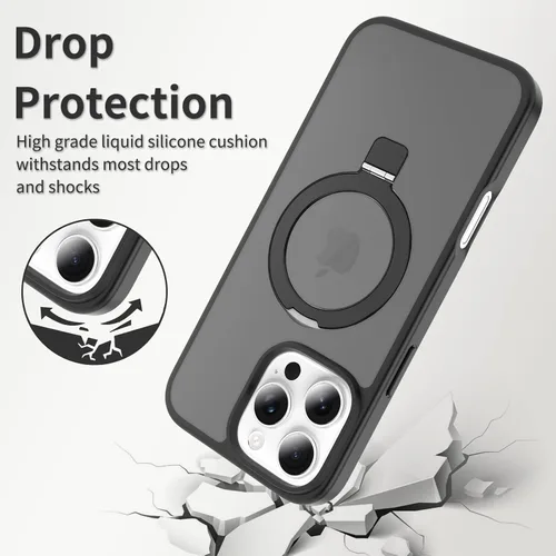 Miniatura 5 de Funda con soporte ultra magnético para iPhone 15 Pro [protección militar contra caídas] [compatible con MagSafe] a prueba de golpes, translúcida