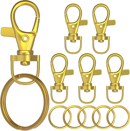 Miniatura 8 de sprookber 100 piezas de cierre de pinza de langosta de metal con llavero, llaveros para manualidades, joyería para llaves, manualidades, clips