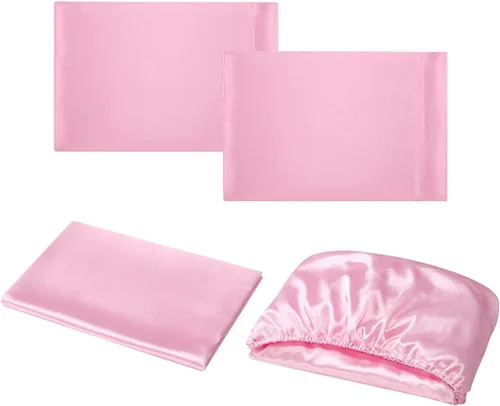 Miniatura 357 de Homiest Juego de sábanas de satén de lujo de 3 piezas con bolsillo profundo, 1 sábana bajera + 1 sábana encimera + 1 funda de almohada