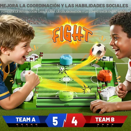 Miniatura 3 de Juego de mesa de futbolín con control remoto, mini juegos de mesa de fútbol con 3 bolas y 4 mandos remotos, juguete de mesa de fútbol para niños