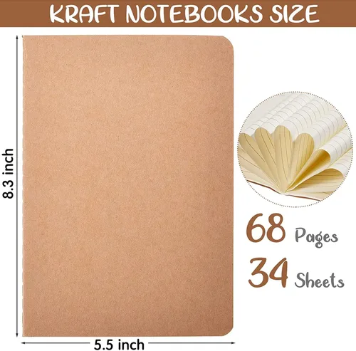 Miniatura 2 de Epakh 96 cuadernos de papel kraft A5 para el regreso a clases, a granel, con forro en blanco, cuaderno de bocetos opcional, diario de viaje