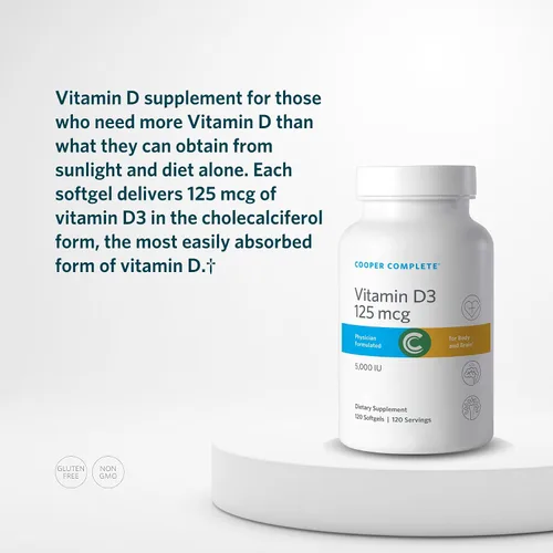 Miniatura 3 de Cooper Complete - Vitamina D3 125 mcg (5000 UI) - 120 Sofgels Paquete de 1