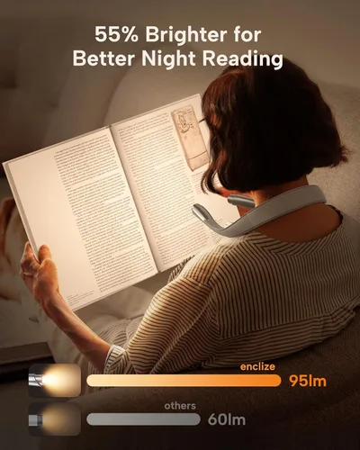 Miniatura 2 de Luz de lectura para el cuello LED, luz de libro para leer en la cama, 3 colores, 9 niveles de brillo, diseño ligero y cómodo, larga duración, 1-gris