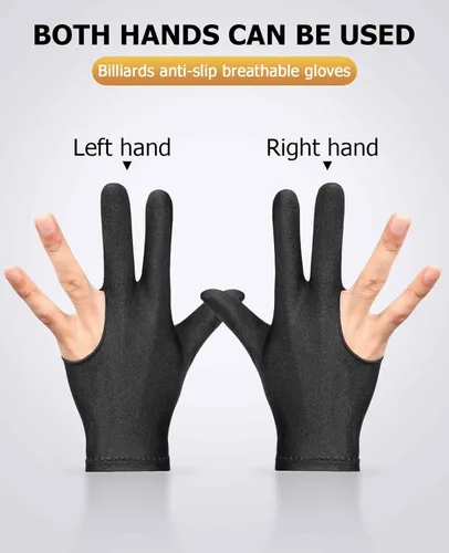 Miniatura 5 de Guantes de billar universales para hombres y mujeres, 10 unidades, con 3 dedos, elásticos, transpirables, para mano izquierda y derecha, 10