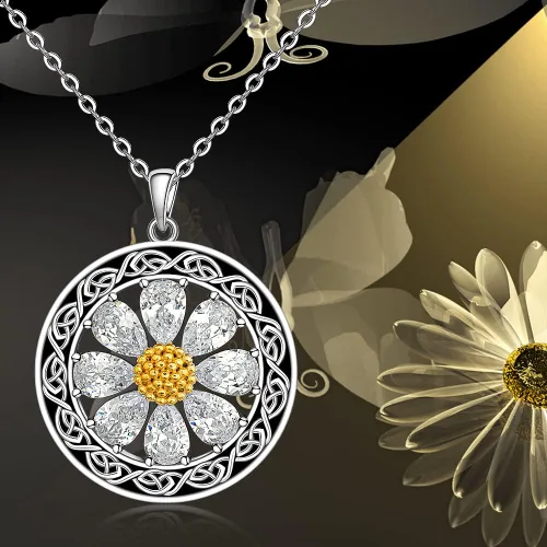 Miniatura 5 de Talonior Daisy Necklace Axolotl Moth Cat Raccoon Cardinal Necklaces Snowflake Four Leaf Clover Necklace Christmas Santa Claus Pendant for Women