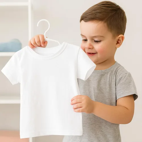 Miniatura 6 de Perchas para ropa de bebé, paquete de 120 perchas de plástico blanco para niños, 11.5 pulgadas, ahorro de espacio, antideslizantes, para bebés