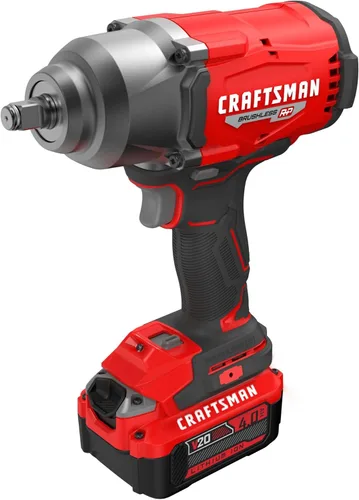 Miniatura 10 de CRAFTSMAN Llave de impacto V20 RP, inalámbrica, sin escobillas, alto par, 1/2 pulgada, batería de 4Ah y cargador incluidos (CMCF940M1)