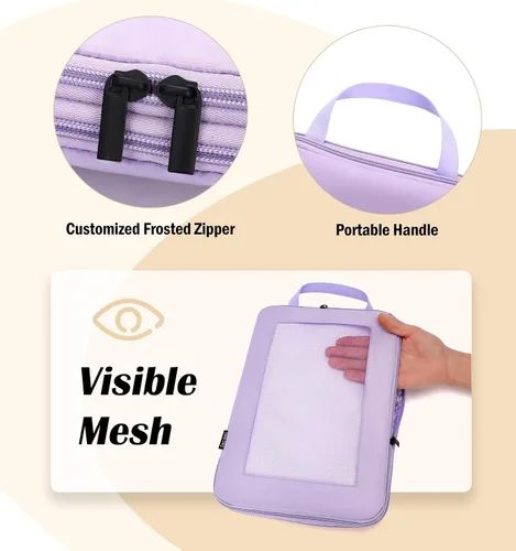Miniatura 4 de Cubos de embalaje de compresión para viajes, juego de 8 cubos de embalaje con bolsa de aseo para accesorios de viaje, bolsa organizadora