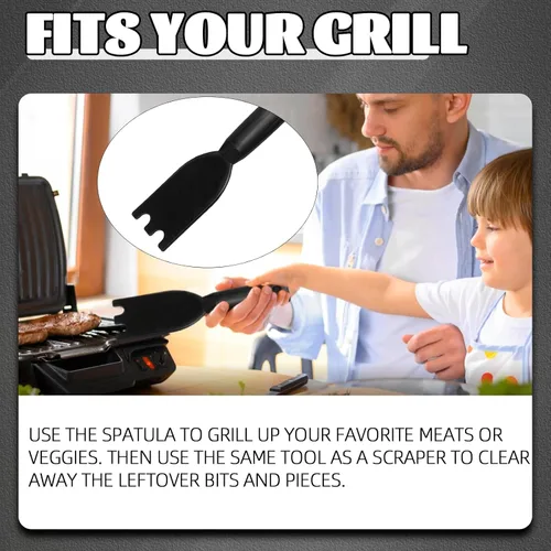 Miniatura 6 de TonGass Rascador de parrilla para parrillas de interior George Foreman y la mayoría de las otras parrillas interiores con ranuras, espátula