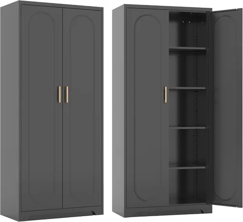 Miniatura 26 de SteeLoong - Gabinete de despensa de cocina, gabinetes de almacenamiento de despensa de metal azul de 71" con puertas y 4 estantes ajustables