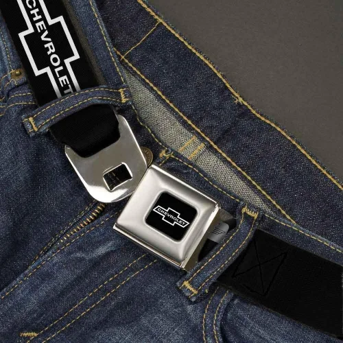 Miniatura 2 de Buckle-Down Cinturón de seguridad - 1965 CHEVROLET Bowtie NegroBlanco - 1.5" Ancho - 32-52 pulgadas de largo