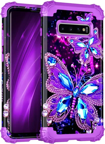 Miniatura 24 de Miqala Funda para Galaxy S9, brilla en la oscuridad, tres capas, resistente, a prueba de golpes, protección de cuerpo completo, parachoques