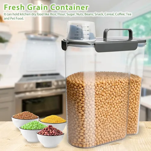 Miniatura 4 de Viretec Recipiente de almacenamiento de arroz, dispensador hermético de alimentos secos de 15 a 20 libras, recipiente de comida para mascotas