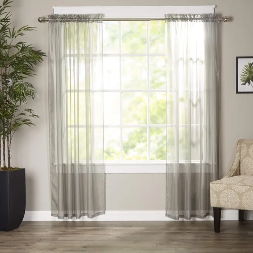 Miniatura 28 de Elegant Comfort - Cortinas transparentes de lujo con bolsillo para barra para cocina, dormitorio y sala de estar, Microfibra, Beige