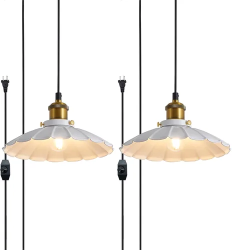 Miniatura 22 de Lámpara colgante negra, lámpara colgante retro de 9.8 pulgadas para dormitorio, luces colgantes brillantes de cocina, sala de estar, 6.5 pies