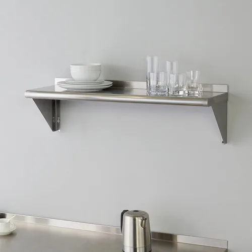Miniatura 2 de ROCKPOINT Estante de acero inoxidable de 12 x 36 pulgadas, 300 libras, estantes comerciales de metal NSF para montaje en pared, estantería flotante