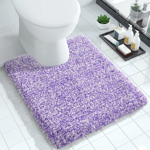 Miniatura 64 de Yimobra Alfombra de baño de felpa esponjosa, súper lanuda suave, cómoda, antideslizante, absorbente de agua, alfombra de baño de microfibra que se