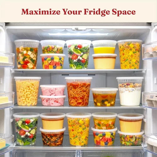 Miniatura 3 de Recipientes de 8 onzas con tapas (48 juegos/96 piezas) pequeños recipientes de plástico para aperitivos, congelador, microondas, sin BPA