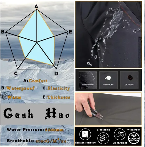 Miniatura 2 de Gash Hao - Pantalones de esquí de nieve para hombre, impermeables, aislados, de malla transpirable, forro polar con cremallera en la parte inferior